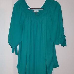 Teal off the shoulder blouse